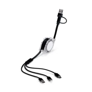 Cabo Retrátil 3 em 1 com Adaptador