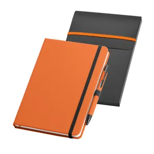 Kit de caderno e esferográfica Personalizado LARANJA-93795-LAR