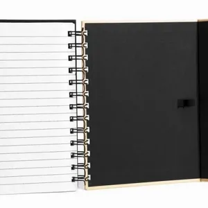 CADERNO ESPIRAL COM CAPA DURA PRETO / BEGE