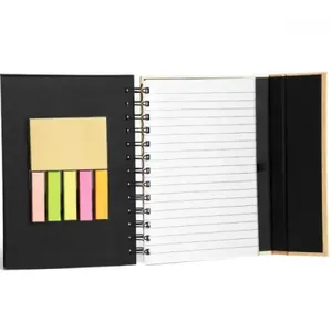 CADERNO ESPIRAL COM CAPA DURA PRETO / BEGE