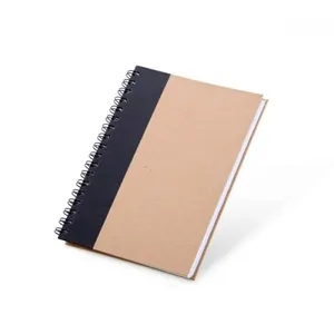 CADERNO PAUTADO COM WIRE-O - 23X18CM - BEGE/PRETO