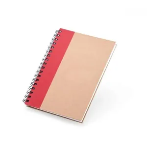 CADERNO PAUTADO COM WIRE-O - 23X18CM - BEGE/VERMELHO