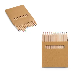 Caixa de cartão com 12 mini lápis de cor COLOURED