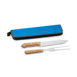 CUBAT. Kit churrasco em estojo em 210D com 2 utensílios em aço inox e madeira seringueira