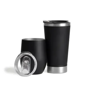 KIT DE COPOS TÉRMICOS EM AÇO INOX - 340ML / 500ML - PRETO - 2 PÇS