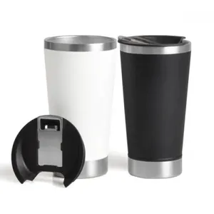 KIT DE COPOS TÉRMICOS EM AÇO INOX - 500ML - PRETO / BRANCO - 2 PÇS