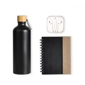 KIT GARRAFA, CADERNO E FONE - 4 PÇS