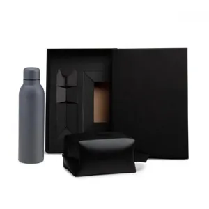 KIT GARRAFA E NECESSAIRE - CINZA/PRETO - 2 PÇS