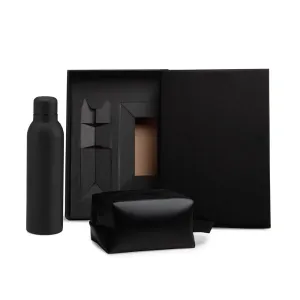 KIT GARRAFA E NECESSAIRE - PRETO - 2 PÇS