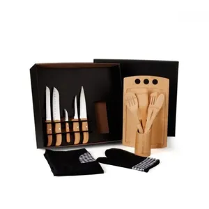 KIT GOURMET COM TÁBUA, FACAS, COLHERES - 13 PÇS