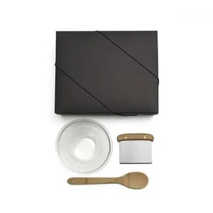 KIT PARA COZINHA EM BAMBU / INOX / VIDRO COM ESPÁTULA MULTIUSO - 3 PÇS