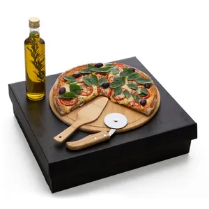 KIT PARA PIZZA COM GARRAFA - BAMBU / INOX / VIDRO - 4 PÇS