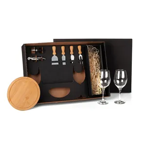 KIT QUEIJO E VINHO COM ESPAÇO PARA GARRAFA - 9 PÇS