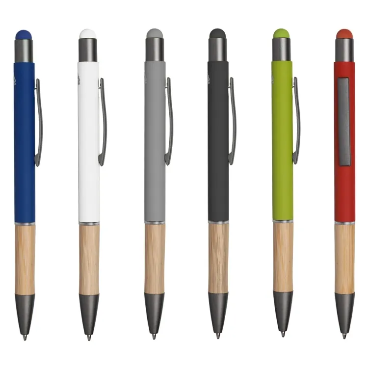 Caneta Touch Screen Alumínio e Bambu