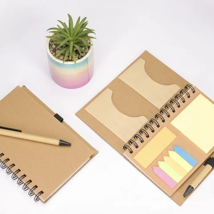 Caderno Ecológico com Autoadesivos e Caneta