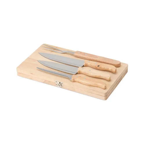 Kit Churrasco Personalizado em Estojo de Madeira 4 pç-FB-01347