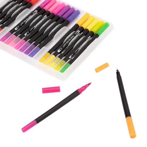 Kit Canetinhas Ponta Dupla 24 Cores -08332B-24
