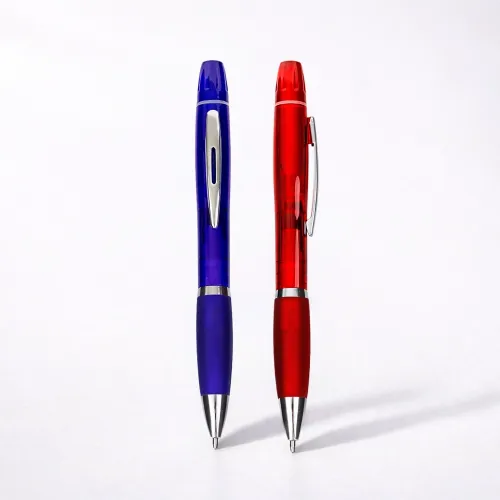 Caneta Plástica com Marca-Texto-09112