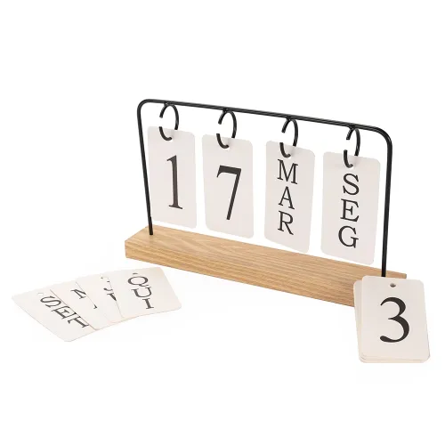 Calendário Madeira com Alça Metal-15250