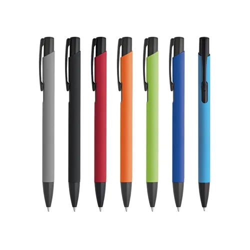 POPPINS. Esferográfica em alumínio com corpo colorido e escrita em preto-51140