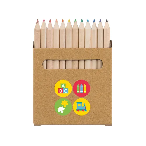 Caixa de cartão com 12 mini lápis de cor COLOURED-51747