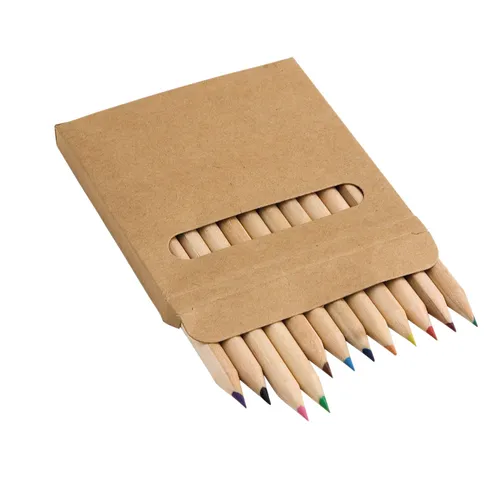 Caixa de cartão com 12 mini lápis de cor COLOURED-51747-NAT