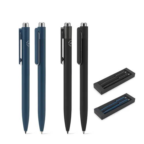 MEDEIROS. Conjunto composto por uma esferográfica e uma caneta sem tinta, ambas em alumínio 94% reciclado-51980