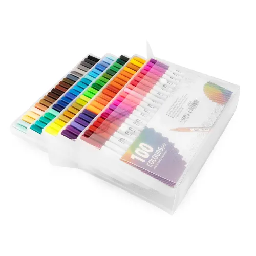 Kit Canetinhas Ponta Dupla Com 100 Cores-8332-100-COL-COL