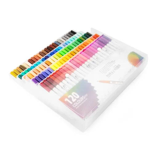 Kit Canetinhas Ponta Dupla Com 120 Cores-8332-120-COL-COL Kit Canetinhas Ponta Dupla Com 120 Cores-8332-120-COL-COL