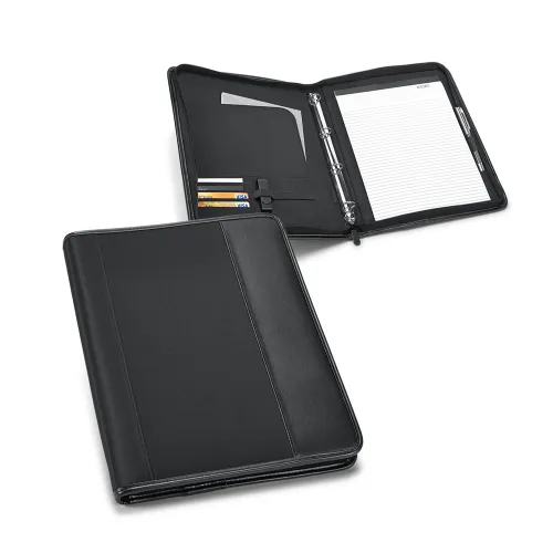 CHRISTIE. Pasta A4 em c. sintético e microfibra com 4 argolas e bloco de 40 páginas pautadas-92058