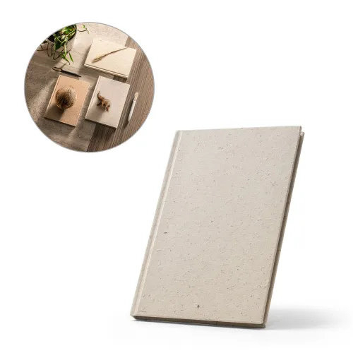 TUSKS. Caderno A5 em matéria orgânica de elefante (95%) e algodão de trapo (5%) com páginas pautadas reciclado, com 160 páginas pautadas recicladas-93587