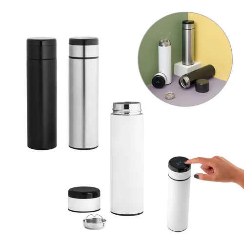 ROSSI. Garrafa em aço inox de parede dupla térmica, isolada a vácuo 450 mL-94069