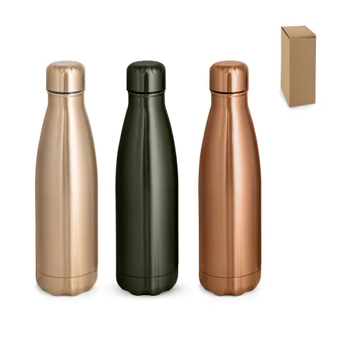 SHOW METALLIC. Garrafa em aço inox de parede dupla térmica, isolada a vácuo e acabamento metalizado 510 mL-94335