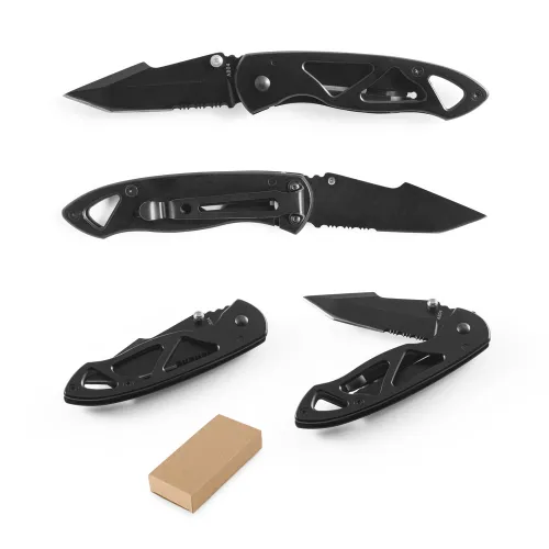 YAGO. Canivete em aço inox e metal com fecho de segurança e clipe-94358