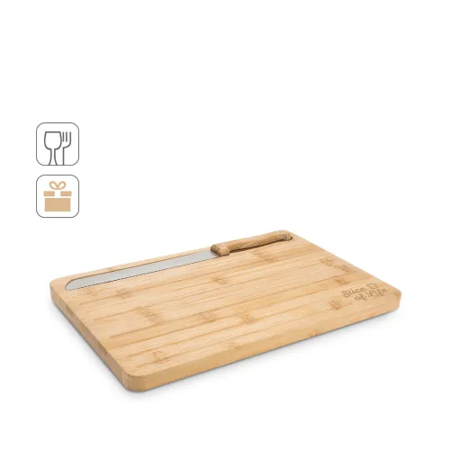 CATCHER. Tábua de cortar pão em bambu com faca incluso-94394