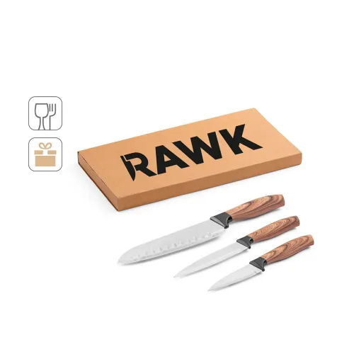 BAHARAT. Conjunto de 3 facas de cozinha com lâmina em aço inox e cabo ergonómico-94395
