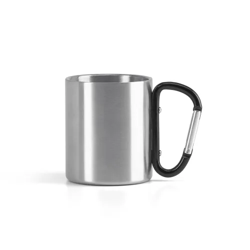 WINGS. Caneca em aço inox, com pega em forma e função de mosquetão 230 mL-94614