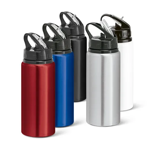 LEMON. Squeeze em alumínio e tampa PP, com bico de canudo flip e canudo 670 mL-94649