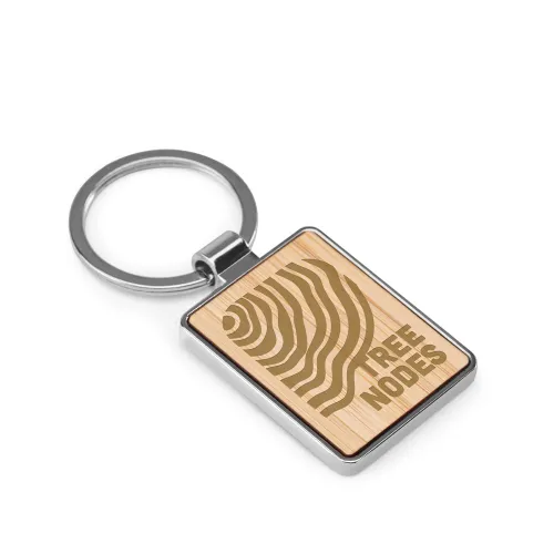GASTON RECTANGULAR. Chaveiro em ferro com formato retangular em zinco e bambu-95118