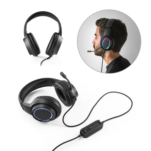 THORNE HEADSET RGB. Fones de ouvido para jogos com microfone de alta qualidade incorporado com luzes RGB-97135