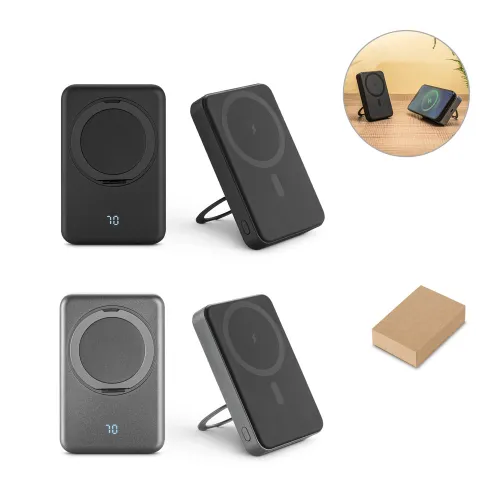 WARSHEL 10. Bateria portátil magnética em ABS 100% reciclado com suporte, carregador wireless super-rápido 15W e capacidade de 10 000 mAh-97143