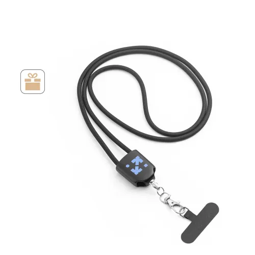 ZEWAIL. Cordão lanyard com suporte para celular incluso, cabo USB-C e diversos adaptadores em ABS reciclado e TPE reciclado-97194