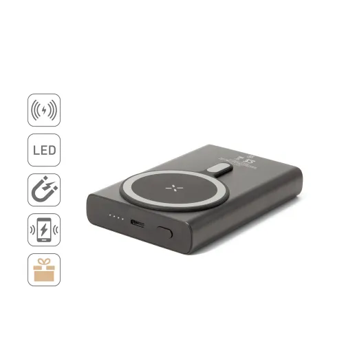 WRIGHT 10. Bateria portátil magnética com carregamento super-rápido em alumínio reciclado e ABS reciclado (10 000 mAh)-97216