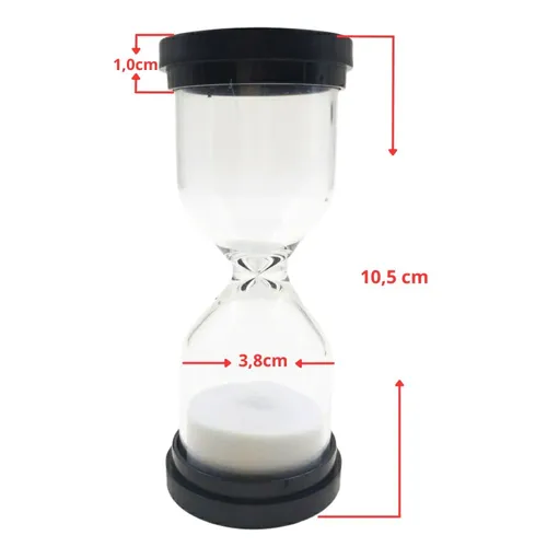 Ampulheta Decorativa de Vidro com Areia Branca-S205-15