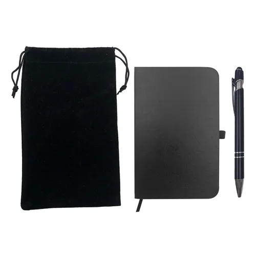 Bloco de Notas E Caneta E Embalagem Em Veludo.-A6-P + A6P-1220 + HC001BB