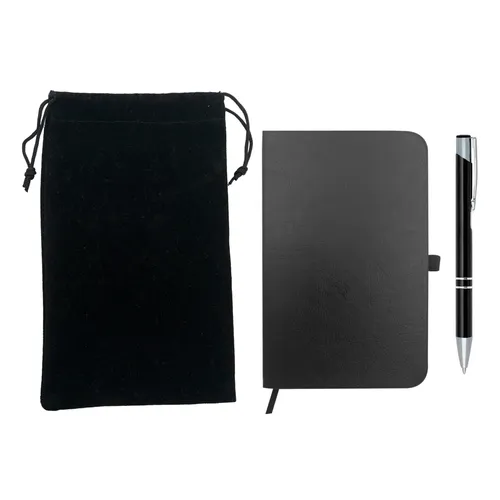 Bloco de Notas E Caneta E Embalagem Em Veludo-A6-P+9997B+A6P-1220