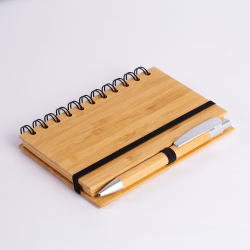 Caderno Capa em Bambu c/ Caneta (14x09cm)-CAD380P