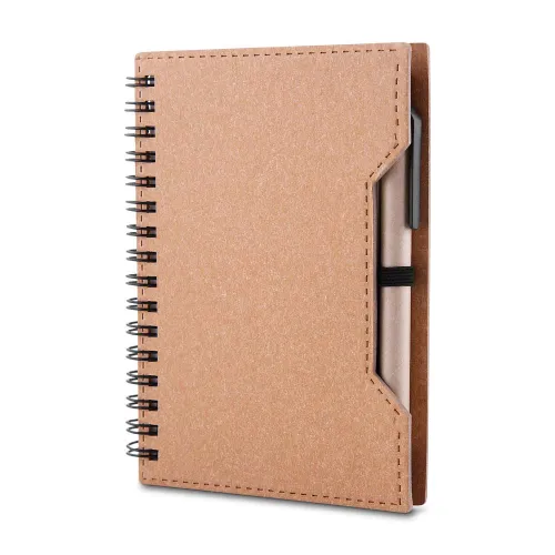Caderno A6 capa em papelão reciclado com caneta-CAD460P