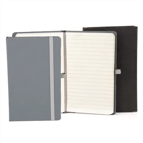 CADERNETA C/ PAUTA CINZA - 14X21 CM-LE-31362