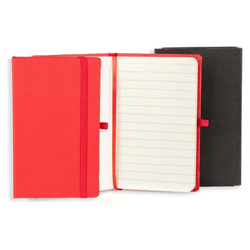 CADERNETA C/ PAUTA VERMELHO - 14X21 CM-LE-31364